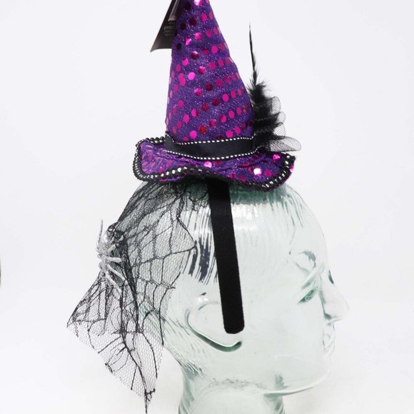 Witch Hat & Spiderweb Halloween Headband - Picture 6 of 8